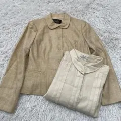 Leilian 高級シルク80% ジャケット　大きいサイズ　ブラウス　2点セット