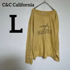 1点物✨海外古着❣マスタード色 黄色 長袖Tシャツ ロンT ロゴ プリント L
