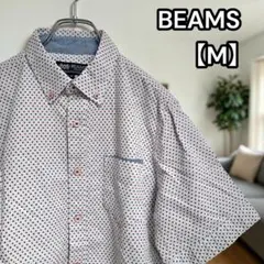 美品★BEAMS【ビームス】半袖シャツ 十字総柄 裏地 ドット M