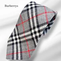 ＢＩＧ様専用 バーバリー ネクタイ グレー チェック ウール 英国製 ビジネス