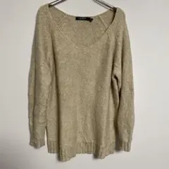 POLO RALPH LAUREN ベージュ Vネックニットセーター L