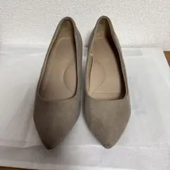 ユニクロ　グレー　スエード ポインテッドトゥパンプス