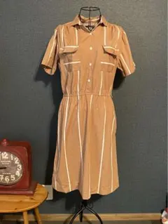 60・70年代 USA ヴィンテージ レトロワンピース 半袖 シャツワンピ M