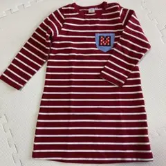 ボーダーワンピース　ボーダー　ワンピース　95 ミニーマウス　赤