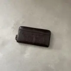 コーチ レザー 長財布 ブラウン オプアート モノグラム ラウンドファスナー