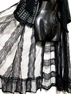 axes femme シアー ロング カーディガン バック レースアップ ガウン