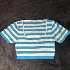 ZARA ストライプ 半袖Tシャツ ショート丈Lサイズ