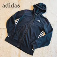 adidas アディダス ジップアップパーカー 3ストライプ ライン ブラックのサムネイル