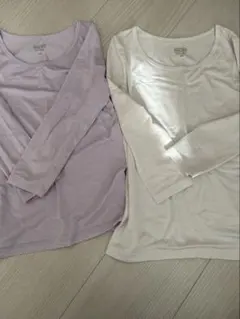 HEATTECH 長袖アンダーシャツ ホワイト・パープル 120㎝ 2点セット