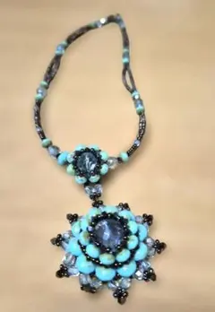【美品】ビーズネックレス　ターコイズ