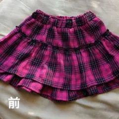 120cm ピンク チェック柄 キュロット 記名あり 中古