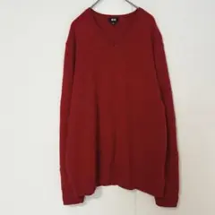 ユニクロ UNIQLO カシミヤクルーネックセーター 赤 XL カシミヤ100％のサムネイル