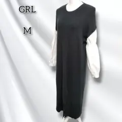 グレイル 【M】 ワンピース ロング丈 ニット 異素材ドッキング レイヤード風