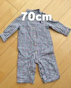 【美品】Ralph Lauren チェック柄ロンパース 70cm