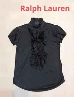 美品　ラルフローレン　フリル　カットソー　半袖ブラウス　黒　綿のサムネイル