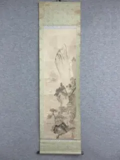 张大千 山水图 中国画 掛け軸 水墨画 和室 玄関 茶室 壁掛け 美術品