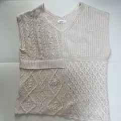 niko and ... ニコアンド ラムコンパッチワークベスト アイボリー