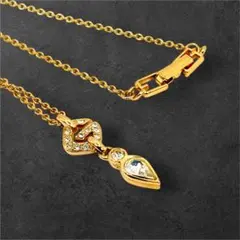 GIVENCHY ネックレス Gロゴ ラインストーン ドロップ ゴールド