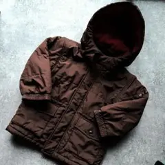 GAP 厚手ブラウンダウンジャケット フード取り外し可能 内側フリース110cm