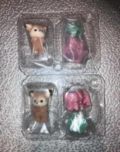 シカ小さい赤ちゃんとお花のポンチョ・帽子 シルバニアファミリー ２個セット