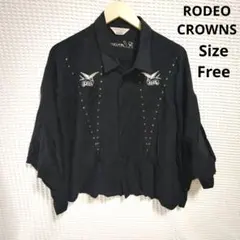 【オシャレ☆RODEO CROWNS】黒　刺繍　シャツ　サイズFREE
