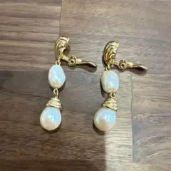 ゴールド パール ドロップ イヤリング