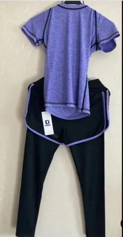 ヨガウェア　上下セット Mサイズ　パープル