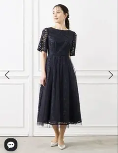 Aimer 総レース×チュール袖付きフィット＆フレアドレス　M タグ付き未使用