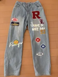 パッチワークデザイン デニムパンツ M