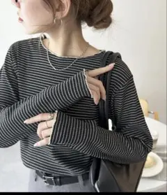 お値下げ　ディスコート　前後2WAY リブメロー　ロングスリーブ　TシャツロンT