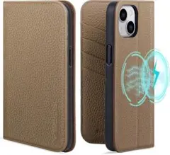 VISOUL iPhone15 Plus ケース 手帳型 本革 C124