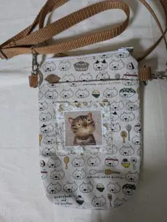 コットンこばやし猫柄スマホショルダーバッグ