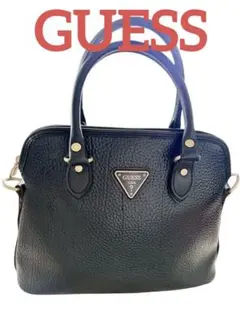GUESS ハンドバッグ ブラック レザー調 上品 コンパクトゲスレディース　黒