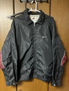 90s NIKE ナイキ　白タグ　ワンポイント　ナイロンジャケット 黒 赤