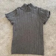 （新品）ZARAグレー ハイネック 半袖ニット