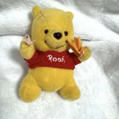 ディズニー くまのプーさん マスコット レトロ 当時物 赤 刺しゅう キーホルダ