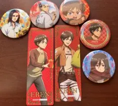 進撃の巨人　缶バッジ　しおり　ぱしゃこれ　エレン　ミカサ　アルミン　リヴァイ