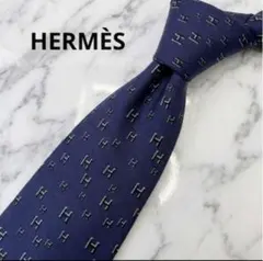 美品 エルメス ネクタイ ハイブランド H柄 ファソネ 光沢 ジャガード