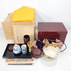 利休箱 菊彫り きんま 茶道具セット 翠雲 漆器 共箱 共布