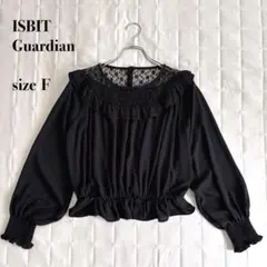 ISBIT Guardian フリルレース シフォンブラウス 黒 F ラグラン袖のサムネイル