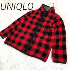UNIQLOキッズ　フリースジャケット 110 赤・黒チェック　カジュアル