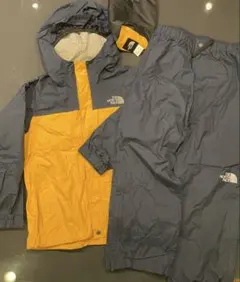 THE NORTH FACE レインスーツ 上下セット ネイビー イエロー