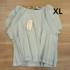 夏物処分‼️麻混✨️ブラウス ライトブルー XL 柔らかい裏地付き 涼しげ
