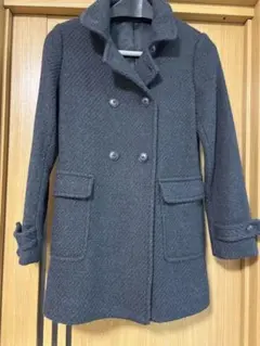 無印良品ダークグレー ダブルブレスト ピーコート