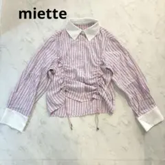 miette ミエット ピンク ドロスト ストライプシャツ フリー