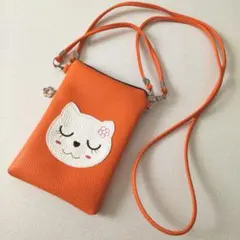猫ちゃんスマホショルダーバッグ オレンジ