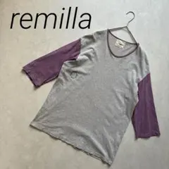 remilla 七分袖　カットソー　ラグラン　グレー　紫