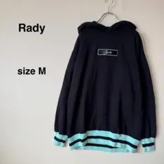 Rady レディ オーバーサイズ フーディ パーカー M 黒 ミント 男女兼用