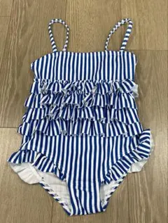 美品　ストライプ　ブルー　青色　水着　110cm