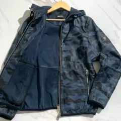 【極美品/XS】DIESEL ディーゼル レザージャケット カモフラ ネイビー系